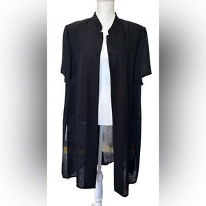 Donna Ricco Black Sheer Button-Up cardigan